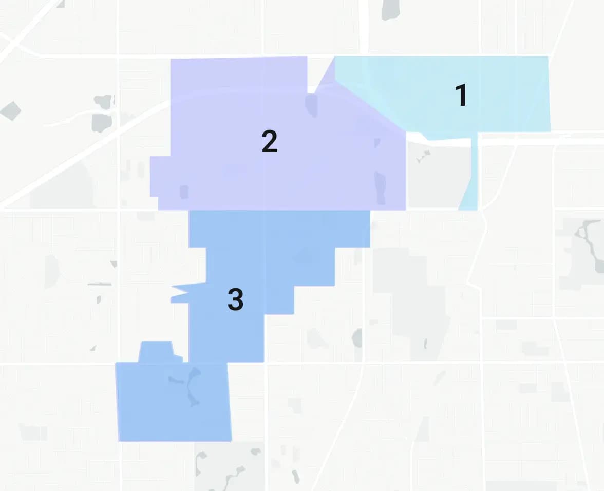 map of Village of Hazel Crest, IL regions